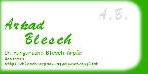arpad blesch business card